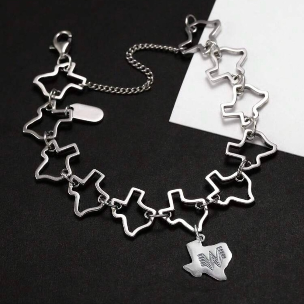 925 Silver Texas State Charm Bracelet